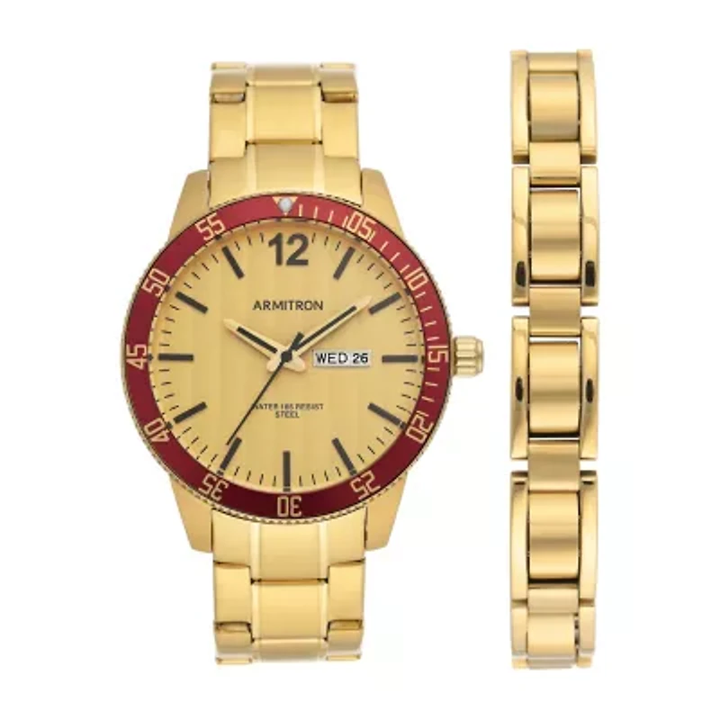 Armitron Mens Gold Tone Stainless Steel Bracelet Watch 20/5420gdgpst