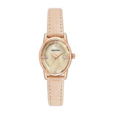 Armitron Womens Crystal Accent Pink Leather Strap Watch 75/5719bmrgbh
