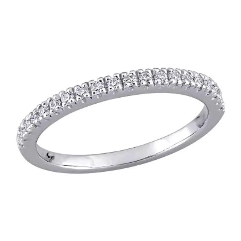 Womens 2MM 1/5 CT.  Lab Created White Moissanite 10K Gold Band