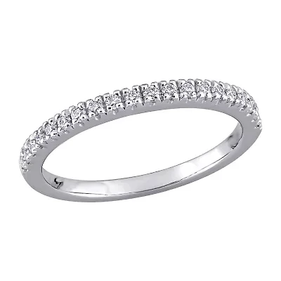 Womens 2MM 1/5 CT.  Lab Created White Moissanite 10K Gold Band