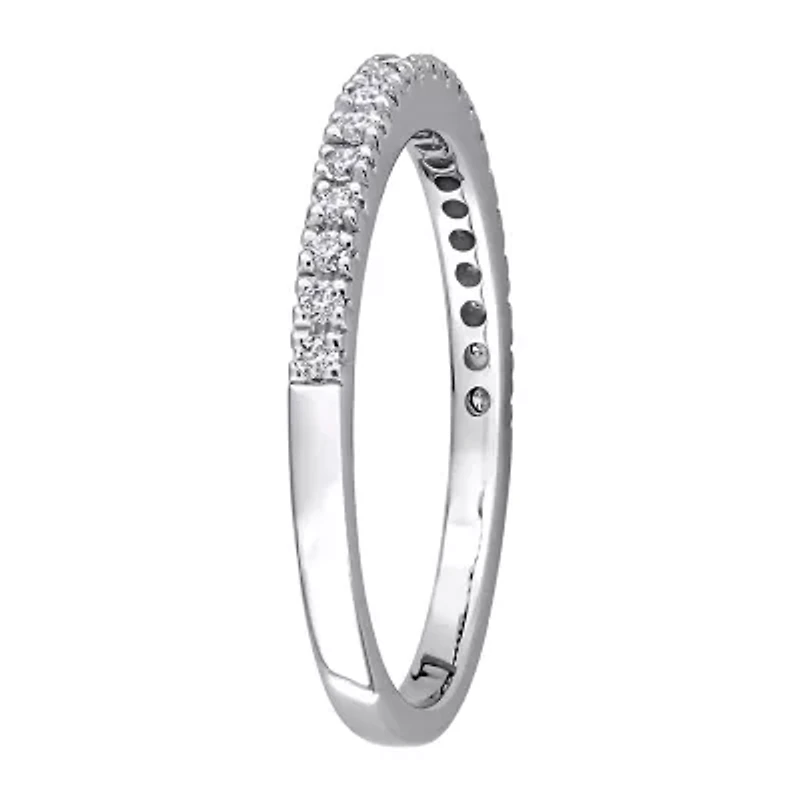 Womens 2MM 1/5 CT.  Lab Created White Moissanite 10K Gold Band