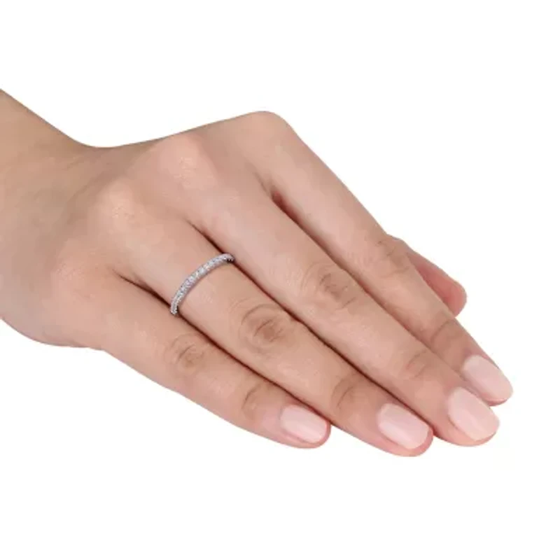 Womens 2MM 1/5 CT.  Lab Created White Moissanite 10K Gold Band