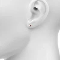 Diamond Accent Lab Created Red Ruby Sterling Silver 11mm Heart Stud Earrings