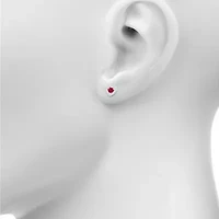Diamond Accent Lab Created Red Ruby Sterling Silver 11mm Heart Stud Earrings
