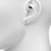 Lab Created Green Emerald Sterling Silver 9.5mm Heart Stud Earrings