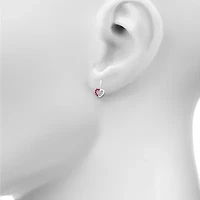 Womens Lab Created Red Ruby Sterling Silver Heart Drop Earrings