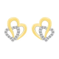 Lab Created White Sapphire 10K Gold Sterling Silver 12mm Heart Stud Earrings