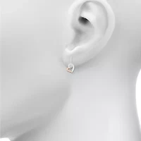 Womens Lab Created White Sapphire 10K Gold Sterling Silver Heart Drop Earrings
