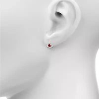 Womens Lab Created Red Ruby 10K Rose Gold Heart Drop Earrings