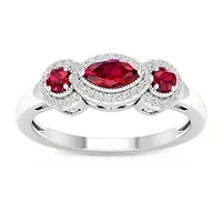Womens 1/ CT. T.W. Lead Glass-Filled Red Ruby 10K Gold Cocktail Ring