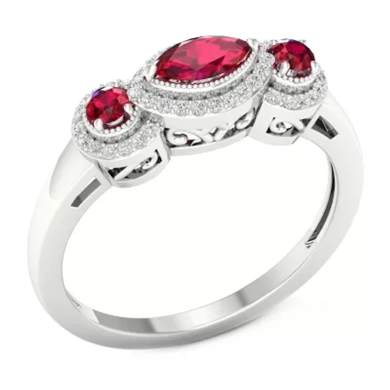 Womens 1/ CT. T.W. Lead Glass-Filled Red Ruby 10K Gold Cocktail Ring