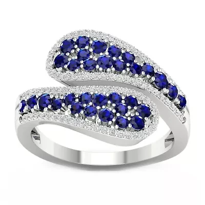 Womens 1/5 CT. Genuine Blue Sapphire 10K Gold Cocktail Ring