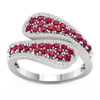 Womens 1/5 CT. Lead Glass-Filled Red Ruby 10K Gold Cocktail Ring