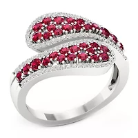 Womens 1/5 CT. Lead Glass-Filled Red Ruby 10K Gold Cocktail Ring