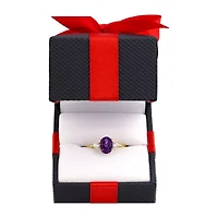 Gemstone 10K Gold 3-Stone Oval Cocktail Ring