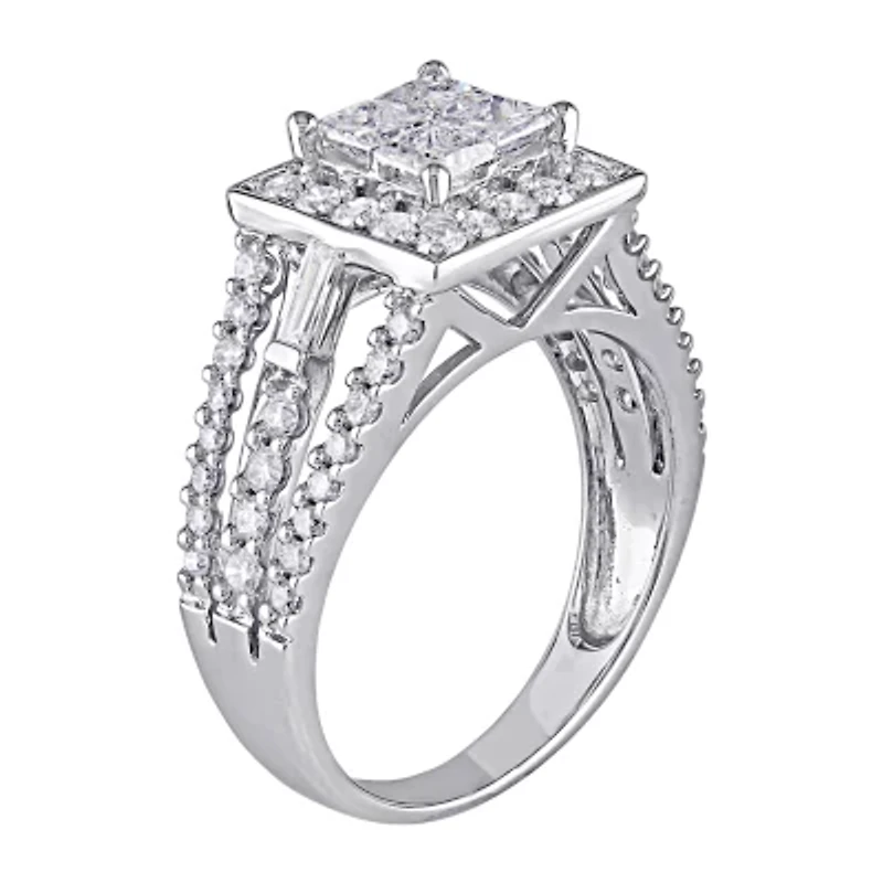 Womens 1 1/2 CT. T.W. Natural White Diamond 14K Gold Halo Engagement Ring