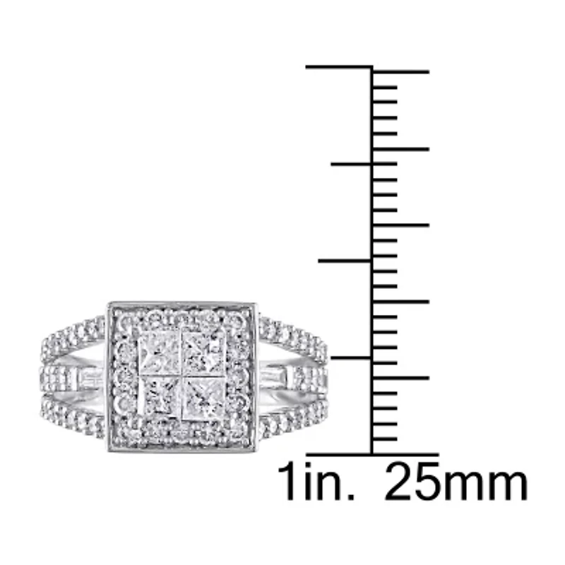 Womens 1 1/2 CT. T.W. Natural White Diamond 14K Gold Halo Engagement Ring