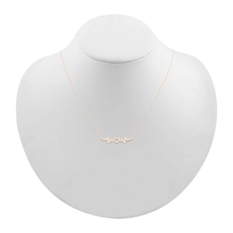 Womens 10K Rose Gold Heart 18 Inch Pendant Necklace