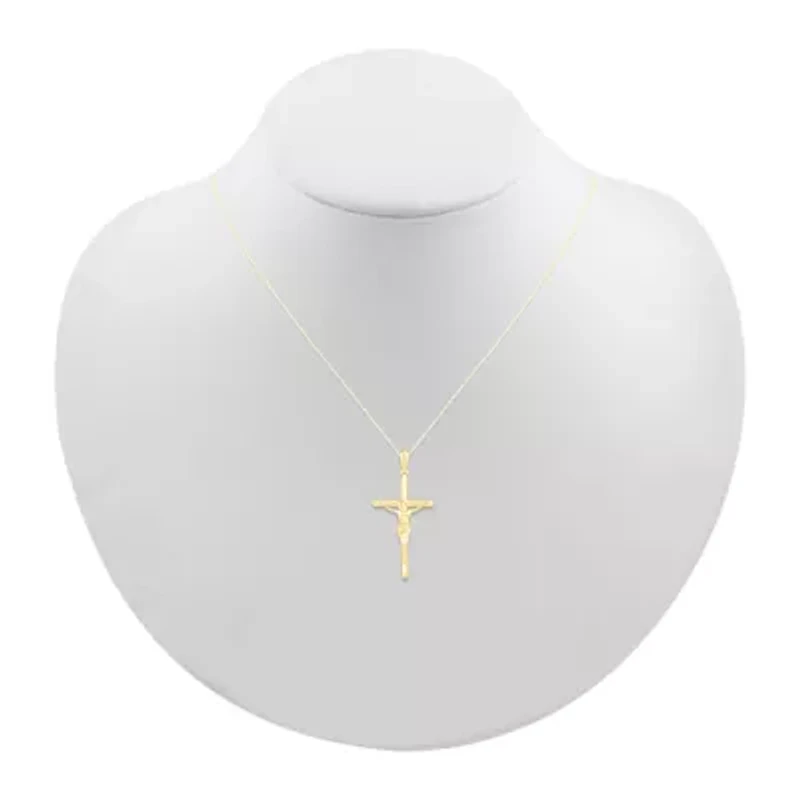 Womens 10K Gold Cross 18 Inch Pendant Necklace