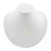 Womens 10K Gold Cross 18 Inch Pendant Necklace