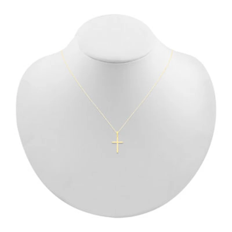 Womens 10K Gold Cross 18 Inch Pendant Necklace