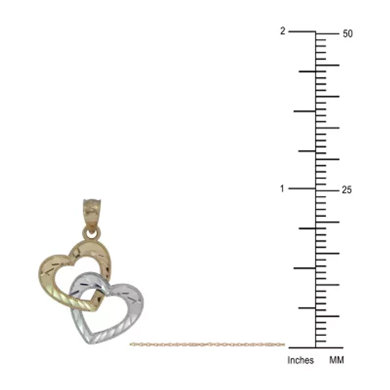Womens 10K Gold Heart Inch Pendant Necklace