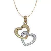 Womens 10K Gold Heart Inch Pendant Necklace