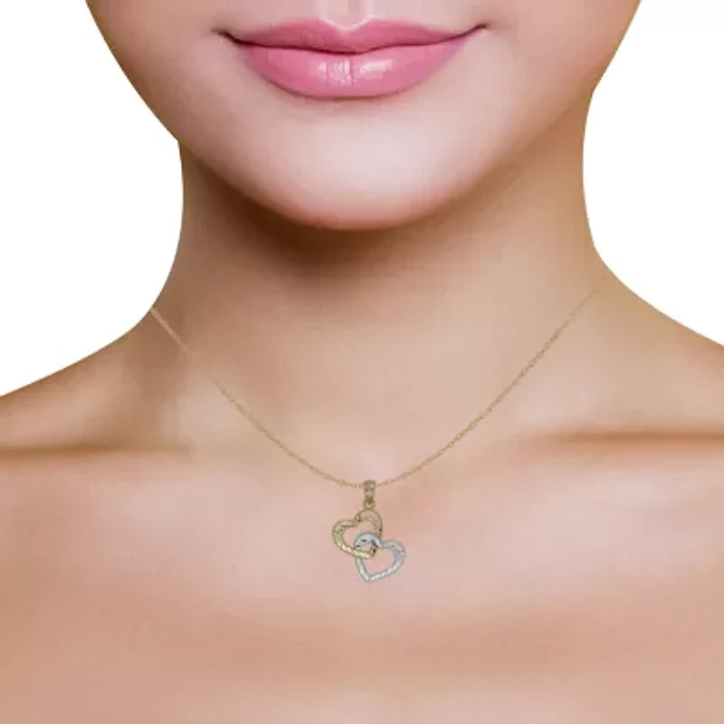 Womens 10K Gold Heart Inch Pendant Necklace