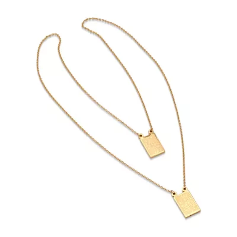 Sacred Heart Of Jesus And Our Lady Of Mount Carmel Scapular Medal Mens 18K Gold Over Stainless Steel Rectangular 24 Inch Pendant Necklace