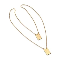 Sacred Heart Of Jesus And Our Lady Of Mount Carmel Scapular Medal Mens 18K Gold Over Stainless Steel Rectangular 24 Inch Pendant Necklace