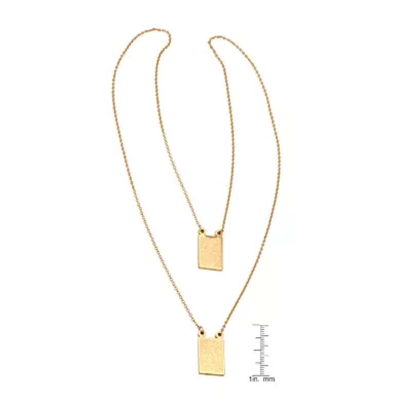 Sacred Heart Of Jesus And Our Lady Of Mount Carmel Scapular Medal Mens 18K Gold Over Stainless Steel Rectangular 24 Inch Pendant Necklace