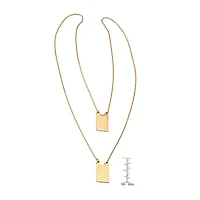 Sacred Heart Of Jesus And Our Lady Of Mount Carmel Scapular Medal Mens 18K Gold Over Stainless Steel Rectangular 24 Inch Pendant Necklace