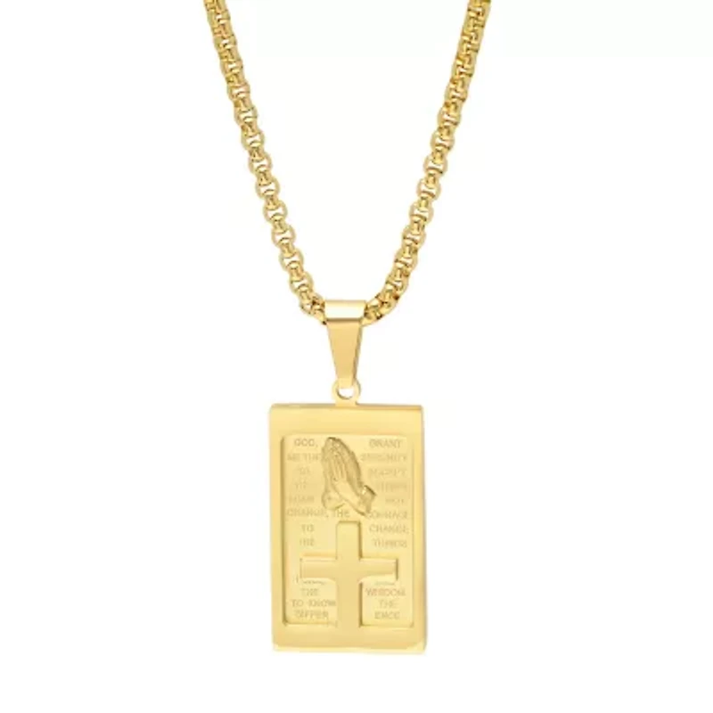 Steeltime Mens 18K Gold Over Stainless Steel 24 Inch Pendant Necklace