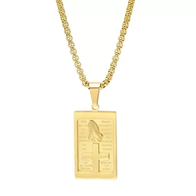 Steeltime Mens 18K Gold Over Stainless Steel 24 Inch Pendant Necklace