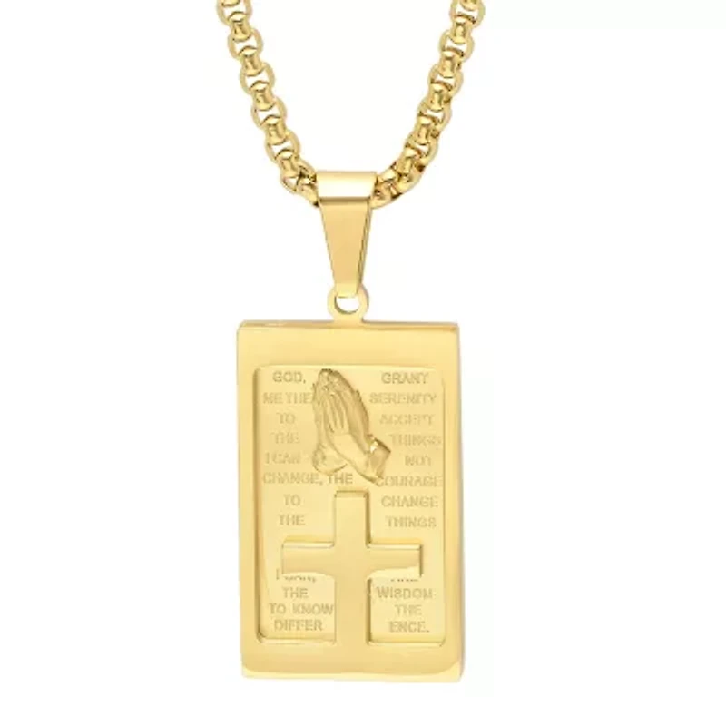 Steeltime Mens 18K Gold Over Stainless Steel 24 Inch Pendant Necklace