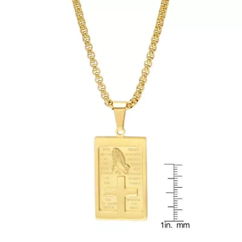 Steeltime Mens 18K Gold Over Stainless Steel 24 Inch Pendant Necklace