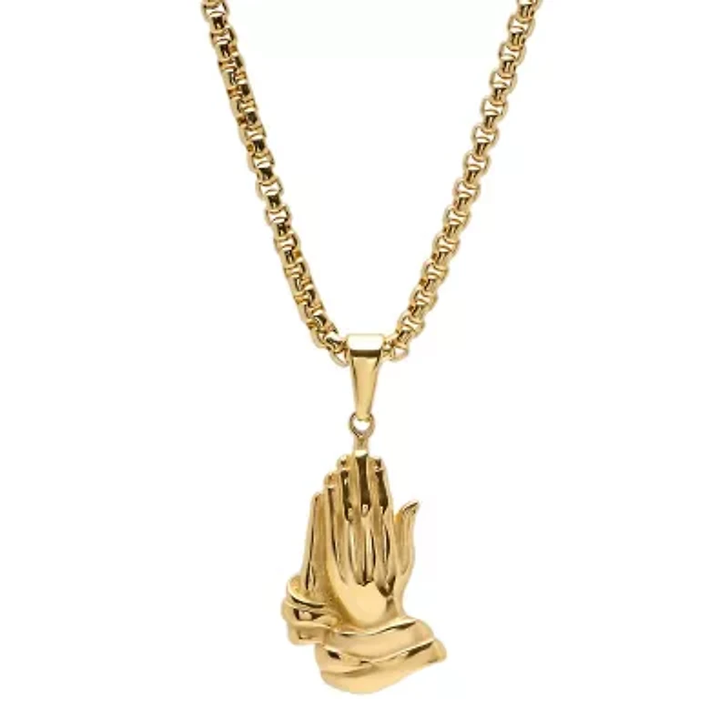 Steeltime Mens 18K Gold Over Stainless Steel Inch Pendant Necklace