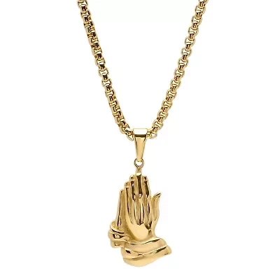 Steeltime Mens 18K Gold Over Stainless Steel Inch Pendant Necklace