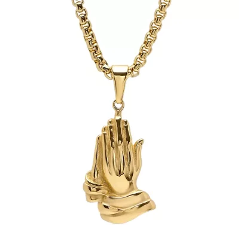 Steeltime Mens 18K Gold Over Stainless Steel Inch Pendant Necklace