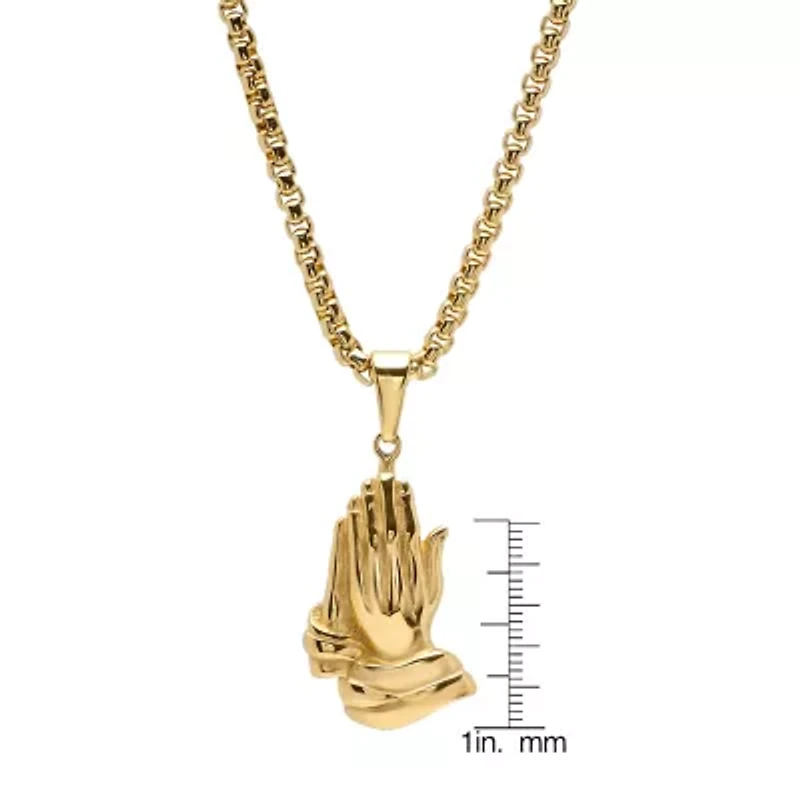 Steeltime Mens 18K Gold Over Stainless Steel Inch Pendant Necklace