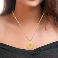 Steeltime Saint Benedict Medal Mens 18K Gold Over Stainless Steel Round 24 Inch Pendant Necklace