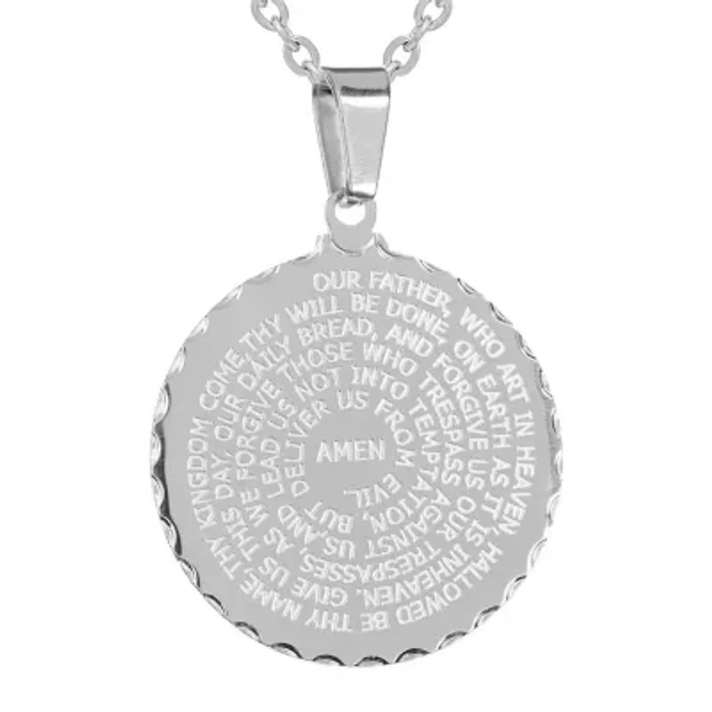 Steeltime "Lord'S Prayer" Mens Stainless Steel 24 Inch Pendant Necklace