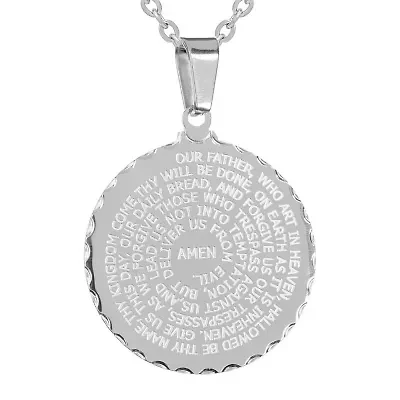 Steeltime "Lord'S Prayer" Mens Stainless Steel 24 Inch Pendant Necklace