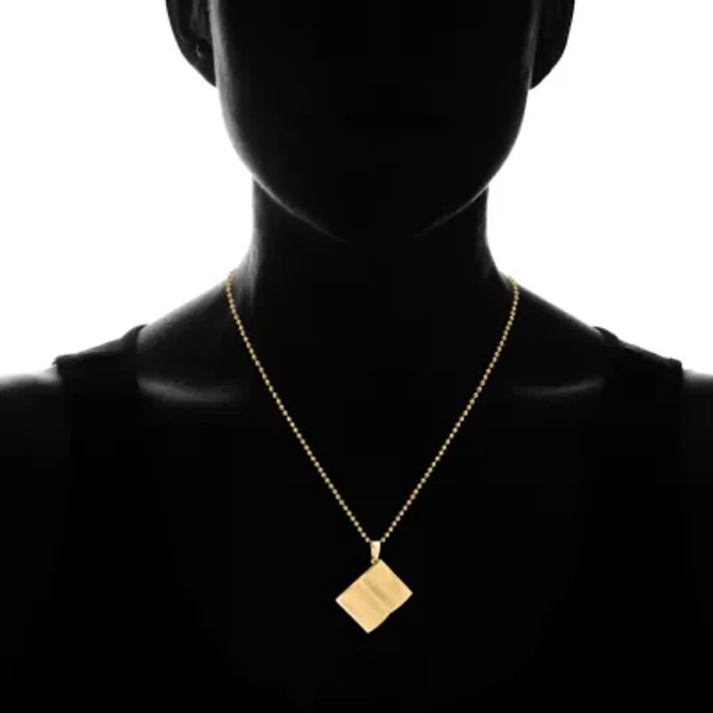 Steeltime Mens 18K Gold Over Stainless Steel 18 Inch Pendant Necklace