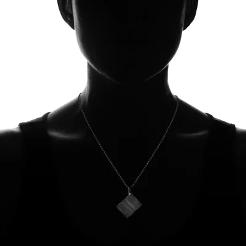 Steeltime Open Bible Lord'S Prayer Mens Stainless Steel 18 Inch Pendant Necklace