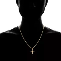 Steeltime Mens 18K Gold Over Stainless Steel Cross 24 Inch Pendant Necklace