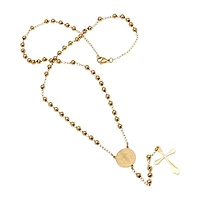 Steeltime Saint Benedict Medal Mens 20 Inch Rosary Necklace