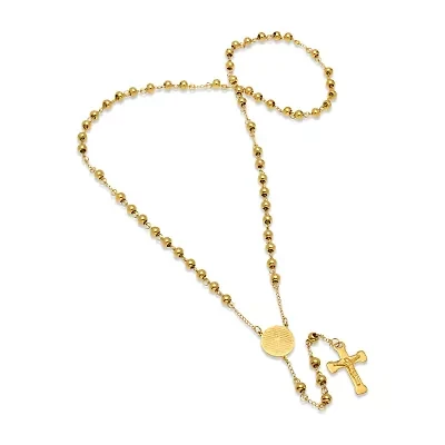 Steeltime Lord'S Prayer Medallion Mens Inch Rosary Necklace