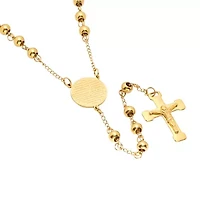 Steeltime Lord'S Prayer Medallion Mens Inch Rosary Necklace
