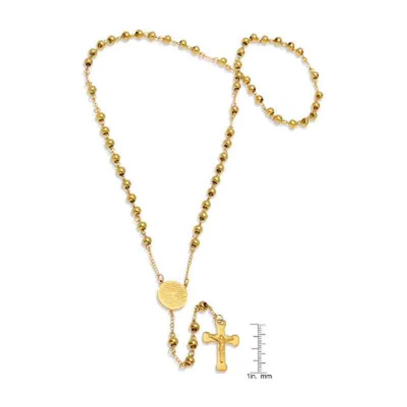 Steeltime Lord'S Prayer Medallion Mens Inch Rosary Necklace